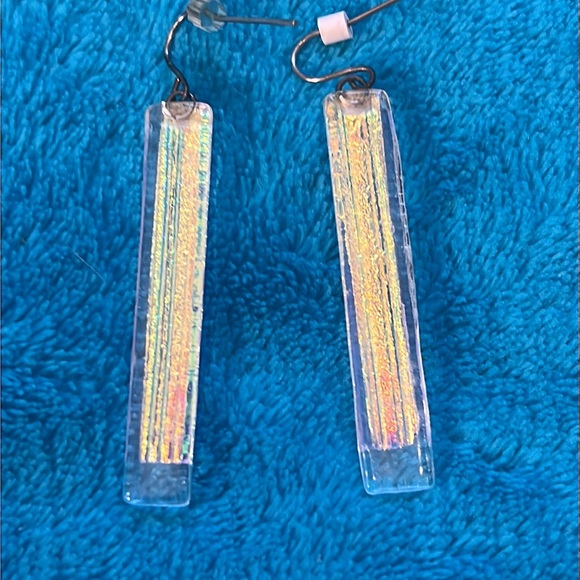 Dichroic glass earrings - Picture 6 of 9